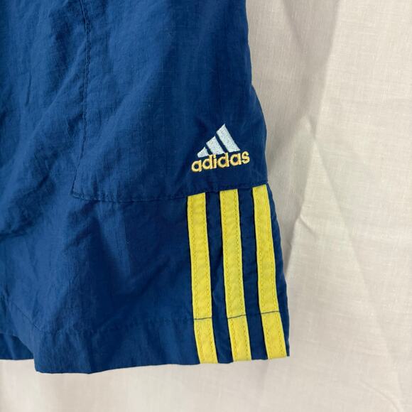90s Adidas Mens Blue 3 Stripe Nylon Athletic Training Cargo Shorts Large - Picture 7 of 7
